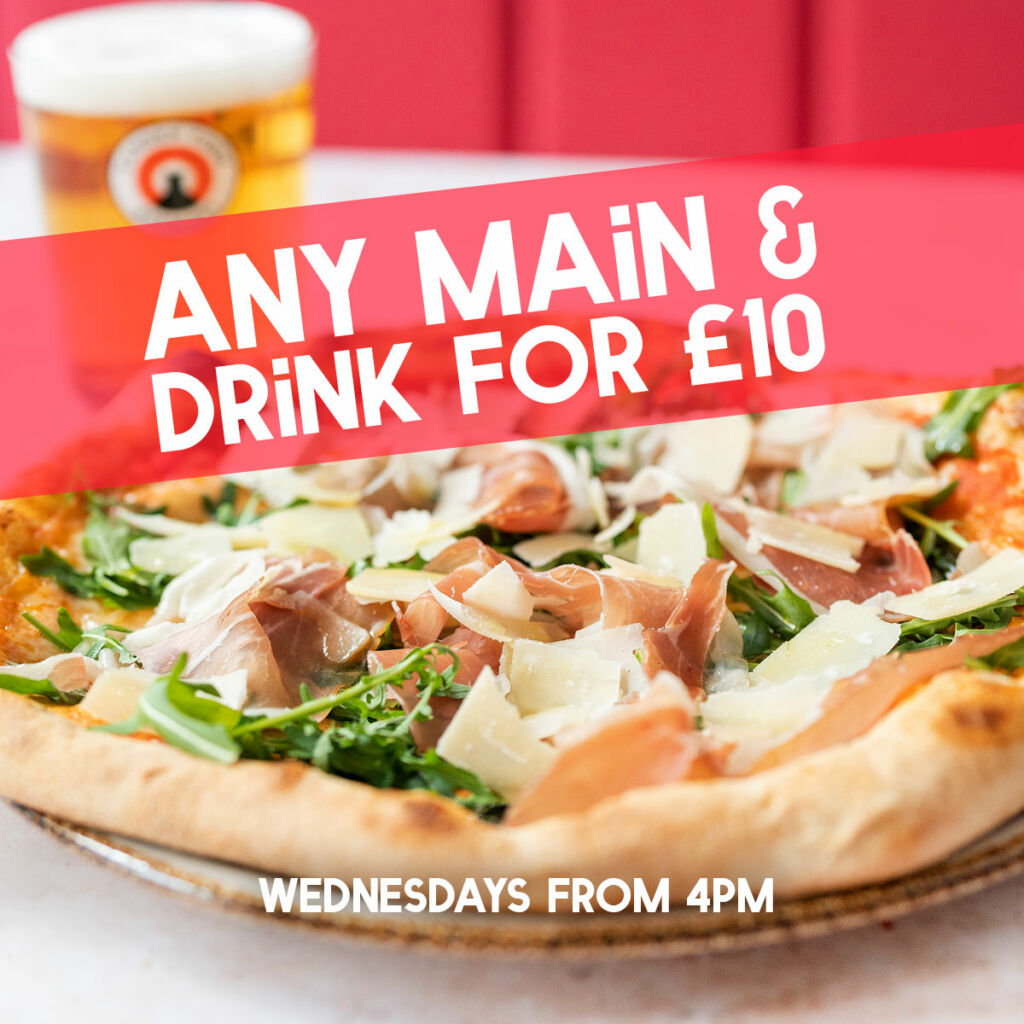 Pizza deal in Bristol any main and a drink for £10 wednesdays from 4pm